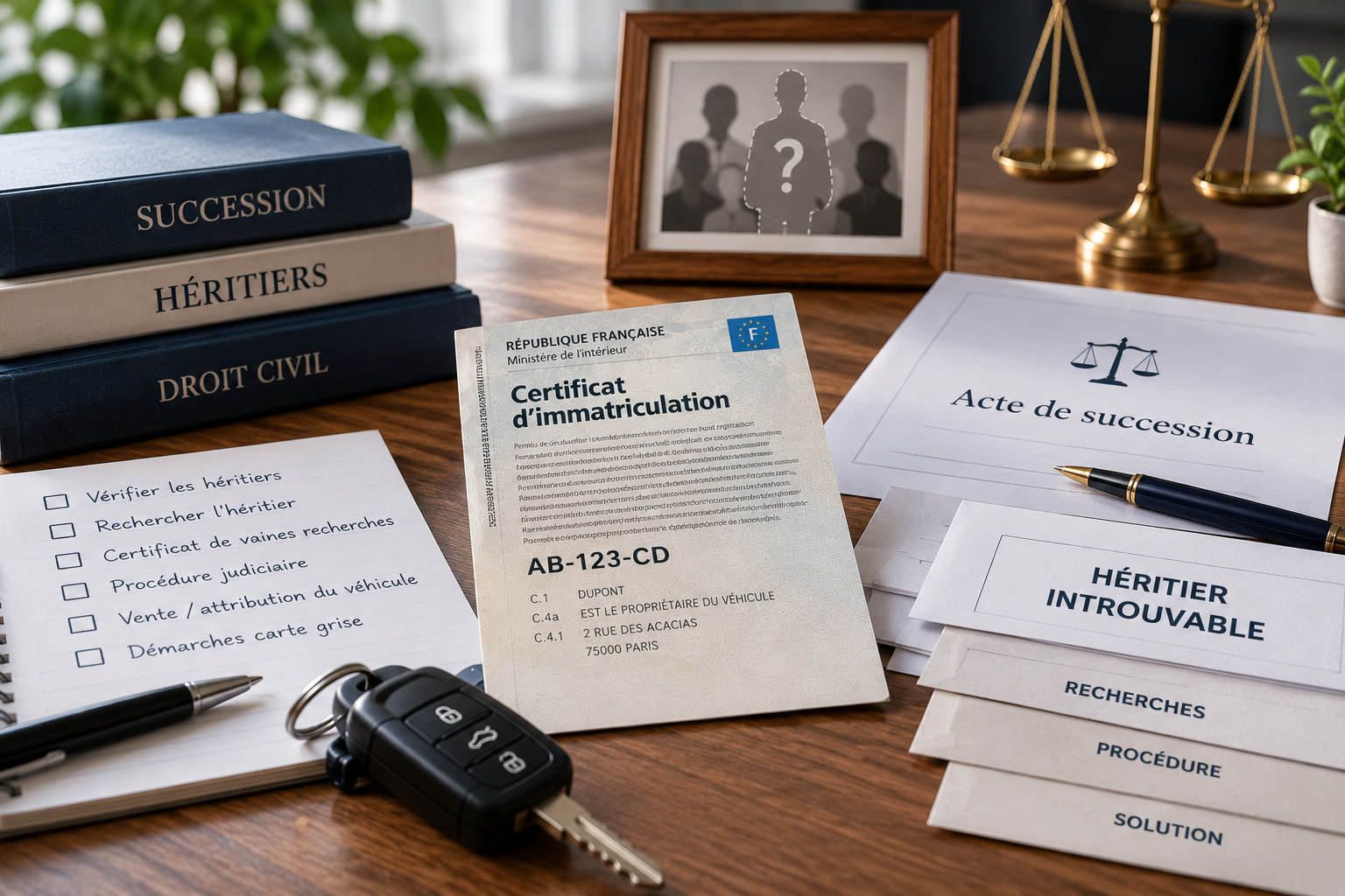 Carte grise et succession : que faire si un héritier est introuvable ?