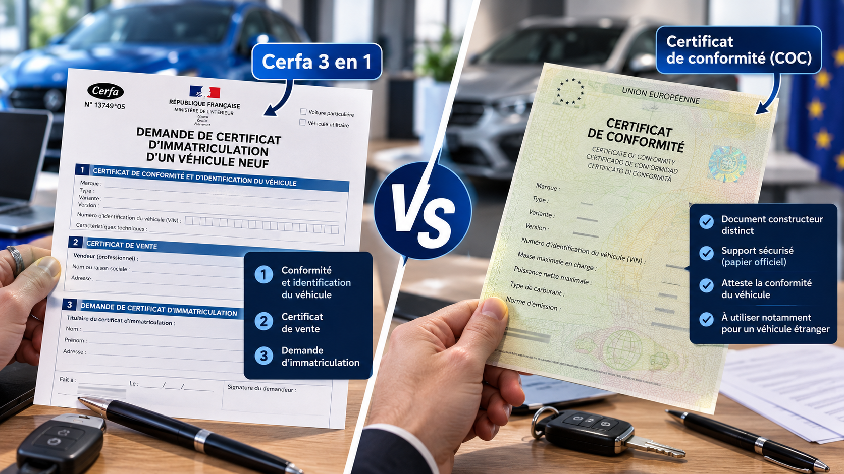 Cerfa 3 en 1 ou certificat de conformité : quelle différence ?